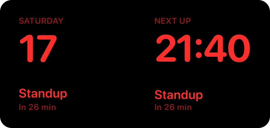 StandBy at night, the same in red.