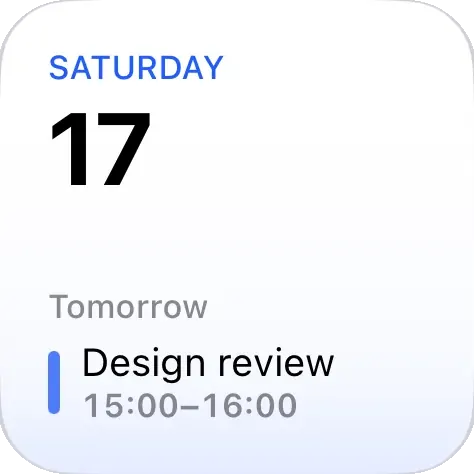 The small Calendar widget in Karu.